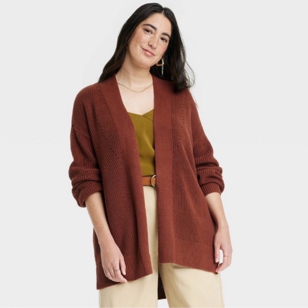 Universal Thread Rust Orange / Brown Cardigan Sweater Oversized Knit